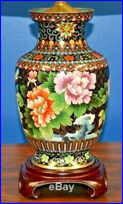 Exquisite Pair Of 26 Vintage Chinese Cloisonne Vase Lamps-all New Parts-asian