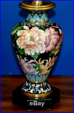 Exquisite Pair Of 28 Vintage Chinese Cloisonne Vase Lamps-all New Parts-asian
