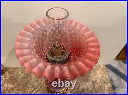 Fnton Cranberry Hobnail Opalescent Lamp With 2 Parts Lighting