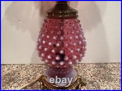 Fnton Cranberry Hobnail Opalescent Lamp With 2 Parts Lighting