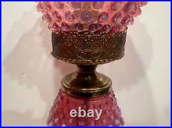 Fnton Cranberry Hobnail Opalescent Lamp With 2 Parts Lighting