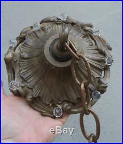 French Baroque Rococo Canopy lamp chandelier part Vintage Brass bronze antique