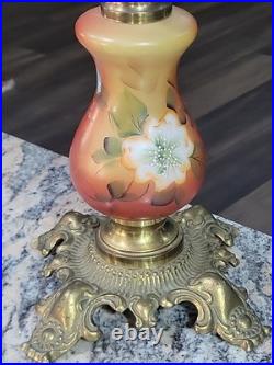 GWTW Parlor Banquet Lamp Base Only Electric Red Orange Floral Parts 451 Base 14