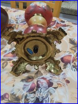 GWTW Parlor Banquet Lamp Base Only Electric Red Orange Floral Parts 451 Base 14