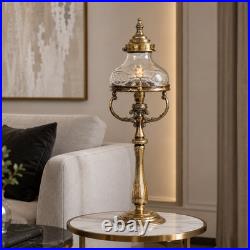 Glass Star Deco Type Brass Glass Table Lamp Vintage Unique Piece