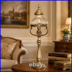 Glass Star Deco Type Brass Glass Table Lamp Vintage Unique Piece