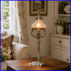 Glass Star Deco Type Brass Glass Table Lamp Vintage Unique Piece
