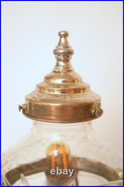 Glass Star Deco Type Brass Glass Table Lamp Vintage Unique Piece