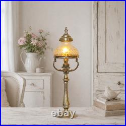 Glass Star Deco Type Brass Glass Table Lamp Vintage Unique Piece