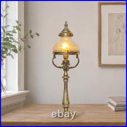 Glass Star Deco Type Brass Glass Table Lamp Vintage Unique Piece