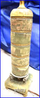 Green Onyx Round Table Lamp Vintage Beauty, no cracks