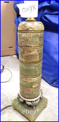 Green Onyx Round Table Lamp Vintage Beauty, no cracks
