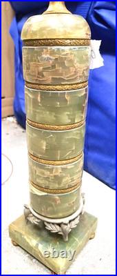 Green Onyx Round Table Lamp Vintage Beauty, no cracks