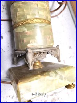 Green Onyx Round Table Lamp Vintage Beauty, no cracks