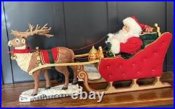 HTF 41 Holiday Living Animated Reindeer & VTG Santa On Sleigh Lamp Christmas