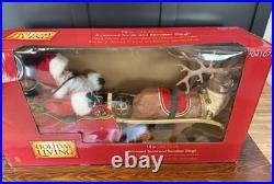 HTF 41 Holiday Living Animated Reindeer & VTG Santa On Sleigh Lamp Christmas