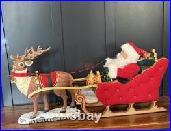 HTF 41 Holiday Living Animated Reindeer & VTG Santa On Sleigh Lamp Christmas