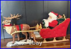 HTF 41 Holiday Living Animated Reindeer & VTG Santa On Sleigh Lamp Christmas