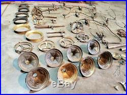 HUGE Lot Antique Vintage Gas & Oil Lamp & Light Fixture Brass Parts Pieces Etc