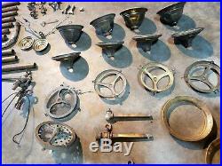 HUGE Lot Antique Vintage Gas & Oil Lamp & Light Fixture Brass Parts Pieces Etc