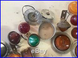 HUGE parts LOT marker light VINTAGE clearance lamP truck EARLY Truck TRAILER Old
