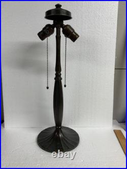 Handel reverse painted lamp base original finish heat cap finial signed parts
