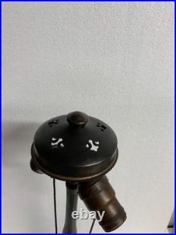 Handel reverse painted lamp base original finish heat cap finial signed parts