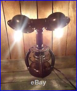 Handmade table lamp unique steampunk industrial look made of vintage auto parts