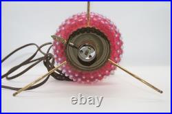 Hobnail Cranberry Fenton Opalescent Lamp Marble Base Electric 18T for Parts VTG