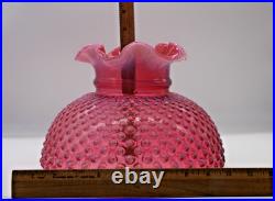 Hobnail Cranberry Fenton Opalescent Lamp Marble Base Electric 18T for Parts VTG