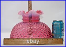 Hobnail Cranberry Fenton Opalescent Lamp Marble Base Electric 18T for Parts VTG
