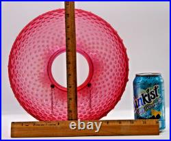 Hobnail Cranberry Fenton Opalescent Lamp Marble Base Electric 18T for Parts VTG
