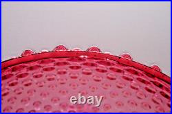 Hobnail Cranberry Fenton Opalescent Lamp Marble Base Electric 18T for Parts VTG