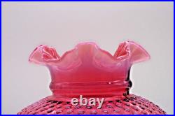 Hobnail Cranberry Fenton Opalescent Lamp Marble Base Electric 18T for Parts VTG