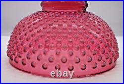 Hobnail Cranberry Fenton Opalescent Lamp Marble Base Electric 18T for Parts VTG