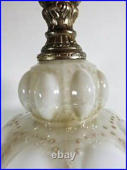 Hollywood Regency MCM White Bronzed Floral Table Lamp Brass Footed VTG PARTS