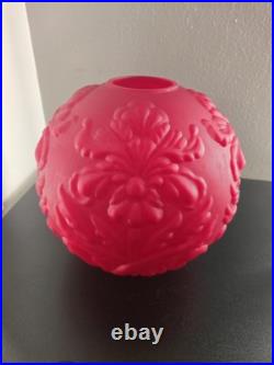 Huge Iris Red Art Glass Victorian Lamp parts