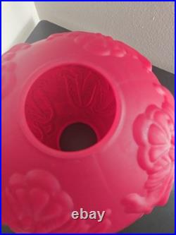 Huge Iris Red Art Glass Victorian Lamp parts