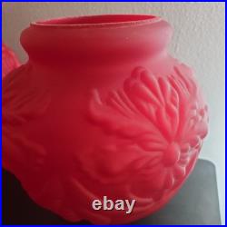 Huge Iris Red Art Glass Victorian Lamp parts