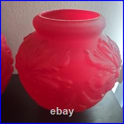 Huge Iris Red Art Glass Victorian Lamp parts