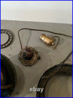 Huge Lot Of Vintage Antique Lamp Parts Oil Hanging Burners Crown Brass Parts