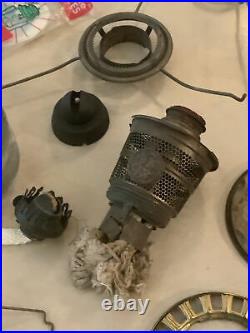 Huge Lot Of Vintage Antique Oil Lamp Parts Burner Aladdin Coleman Pump Globe Han