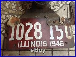 ILLINOIS 1946 license PLATE vintage tail STOP Tag lamp Car TRUCK Motorcycle OLD
