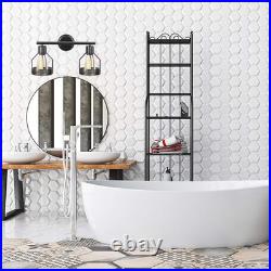 Industrial Bathroom Vanity Light 2 Lights Retro Cage Wall Sconce with Cord Metal