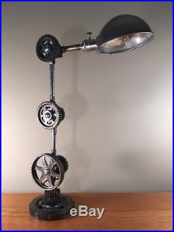 Industrial Desk Lamp Machine Gear Task Light Steampunk Rat Rod Vintage parts