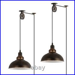 Industrial Plug in Pulley Pendant Light with 19.5ft Cord On/Off Switch, Vinta
