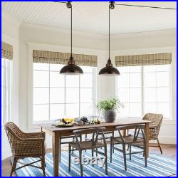 Industrial Plug in Pulley Pendant Light with 19.5ft Cord On/Off Switch, Vinta