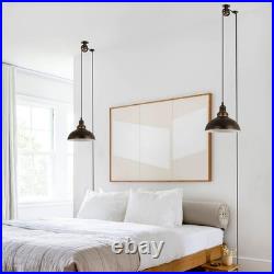 Industrial Plug in Pulley Pendant Light with 19.5ft Cord On/Off Switch, Vinta