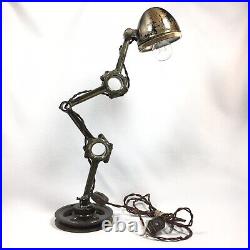 Industrial Steampunk Table Lamp Repurposed Scrap Metal Motorcycle Parts FOLK ART