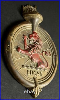 Joseph Lucas Lion & Torch Flambear Vintage Brass Badge Emblem Insignia